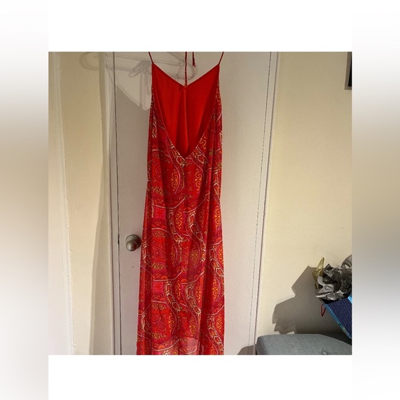 Show Me Your MuMu Erylyn Red Mosiac Paisley Halter Tie Back Midi Dress XS - Picture 8 of 12